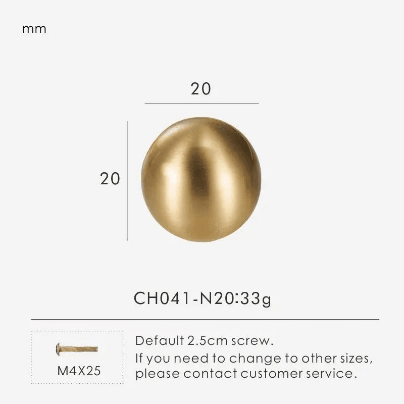 Mosiężny uchwyt meblowy Ball 20mm